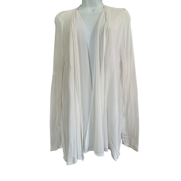 Simply Vera Vera Wang Sweaters - Simply Vera Vera Wang Womens White Knit Lined Open Front Cardigan Sweater XL